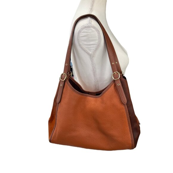 Coach Pebbled Leather Suede Lori Shoulder Bag With Gold Hardware & Zipper Pocket - Picture 1 of 16